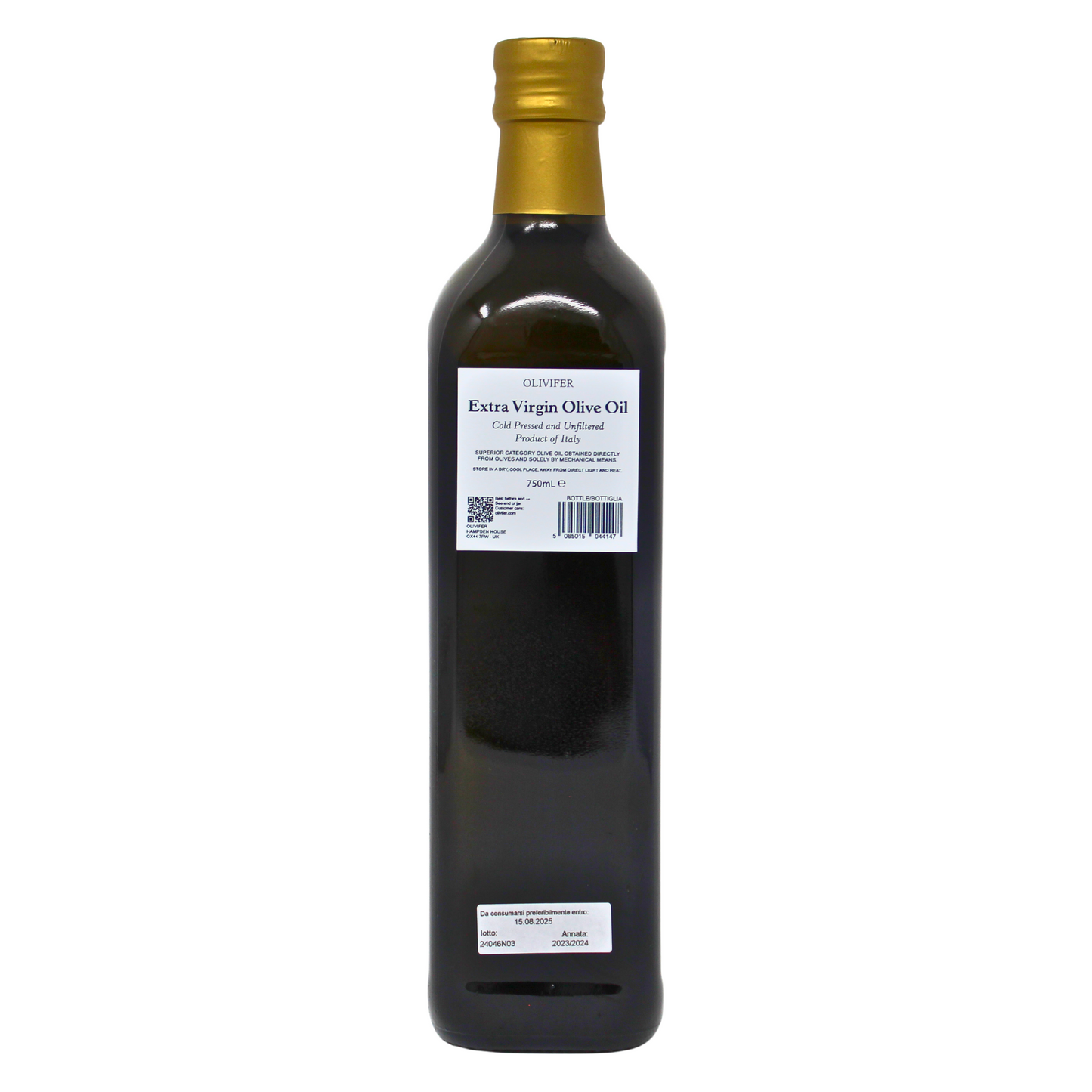 Olivifer Unfiltered Extra Virgin Olive Oil - 750 mL Olive Oil Bottle