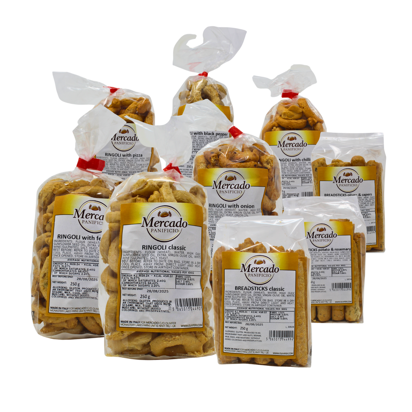 Mercado Ringoli (Taralli) & Breadsticks (Grissini) - Mix Box (40 Packs)